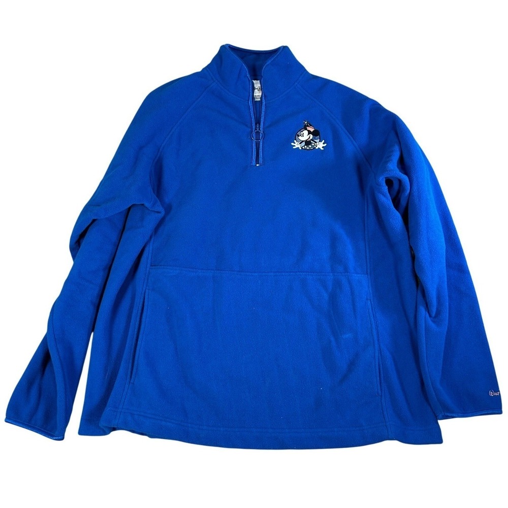 Walt Disney World Minnie Mouse Fleece Quarter Zip Pullover Blue Mens XL